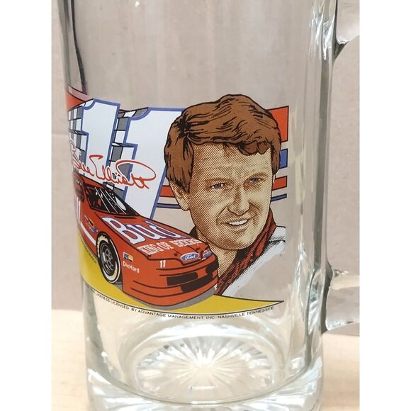 Vintage 1993 Bill Elliott Glass Beer Mug #11 Budweiser Ford Thunderbird NASCAR - Picture 2 of 9